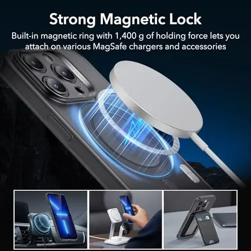 ESR for iPhone 13 Pro Max Case, Compatible with MagSafe, Military-Grade Protection, Resists Yellowing and Scratches, Magnetic Phone Case for iPhone 13 Pro Max, Zero Series, Frosted Black - 5