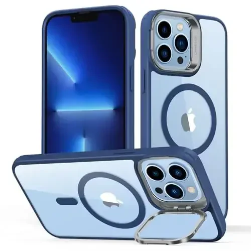 ESR for iPhone 13 Pro Max Case, Compatible with MagSafe, Built-in Camera Ring Stand, Military-Grade Protection, Magnetic Phone Case for iPhone 13 Pro Max, Classic Series, Clear Blue - 1