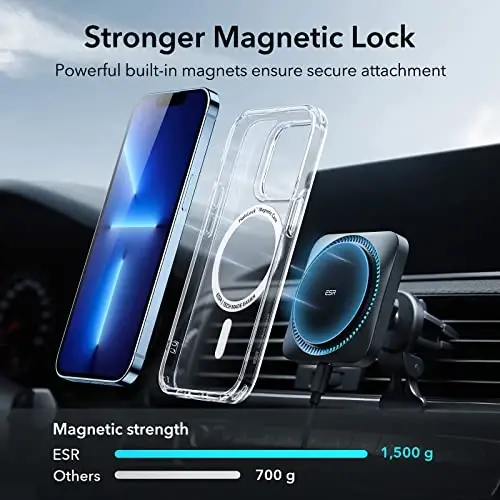 ESR for iPhone 13 Pro Max Case, Compatible with MagSafe, Shockproof Military-Grade Protection, Scratch-Resistant Back, Magnetic Phone Case for iPhone 13 Pro Max, Classic Hybrid Case, Clear - 3