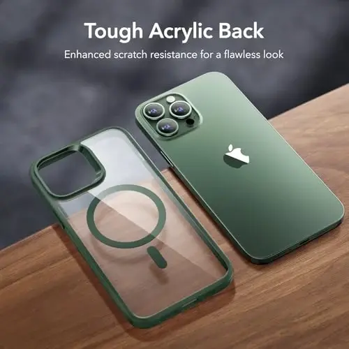 ESR for iPhone 13 Pro Max Case, Compatible with MagSafe, Shockproof Military-Grade Protection, Scratch-Resistant Back, Magnetic Phone Case for iPhone 13 Pro Max, Classic Hybrid Case, Clear Green - 6