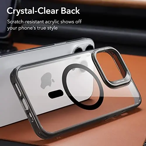ESR for iPhone 13 Pro Max Case, Compatible with MagSafe, Built-in Camera Ring Stand, Military-Grade Protection, Magnetic Phone Case for iPhone 13 Pro Max, Classic Series, Clear Black - 7