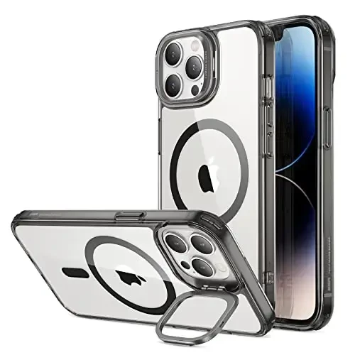 ESR for iPhone 13 Pro Max Case, Compatible with MagSafe, Built-in Camera Ring Stand, Military-Grade Protection, Magnetic Phone Case for iPhone 13 Pro Max, Classic Series, Clear Black - 1