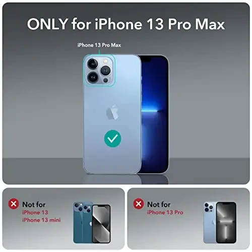 ESR for iPhone 13 Pro Max Case, Compatible with MagSafe, Built-in Camera Ring Stand, Military-Grade Protection, Magnetic Phone Case for iPhone 13 Pro Max, Classic Series, Clear Black - 2