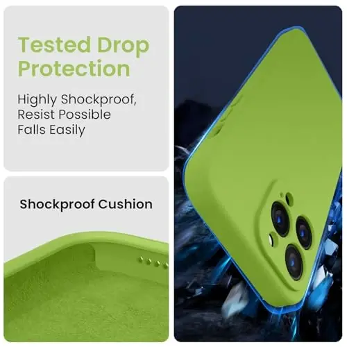 FireNova Designed for iPhone 13 Pro Max Case, Silicone [Camera Protection] Phone Case with [2 Screen Protectors], Soft Anti-Scratch Microfiber Lining Inside, 6.7 inch, Sprout Green - 4