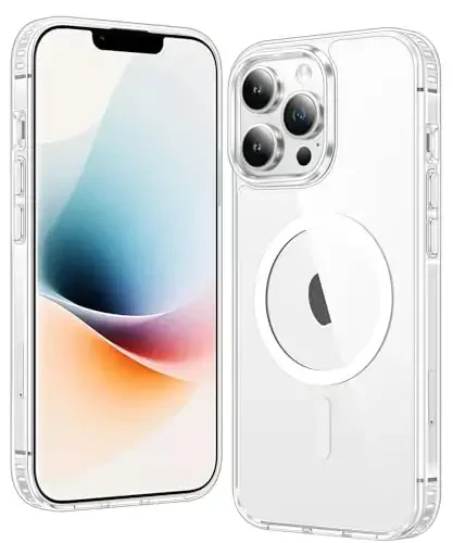 FNTCASE for iPhone 13 Pro-Max Case: Clear Magnetic Phone Cases Compatible with Magsafe Slim Anti Yellowing Military Grade Drop Protection Rugged Protective Transparent Cell Phone Cover (A-Clear) - 1