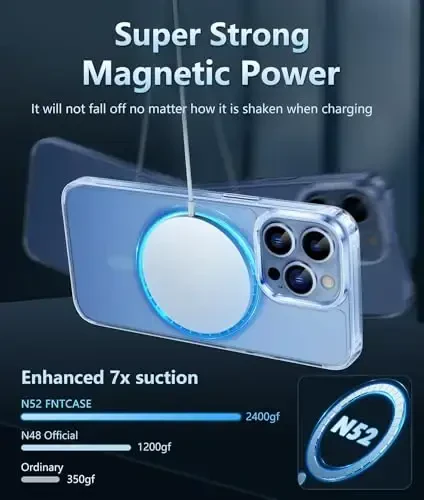 FNTCASE for iPhone 13 Pro-Max Case: Clear Magnetic Phone Cases Compatible with Magsafe Slim Anti Yellowing Military Grade Drop Protection Rugged Protective Transparent Cell Phone Cover (A-Clear) - 3