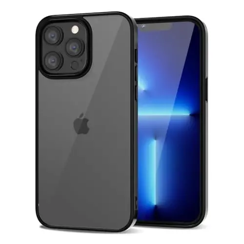 LoeoeL for iPhone 13 Pro Max Case Clear, Transparent Hybrid 13 Pro Max Phone Case [Hard Plastic & Soft Silicone Bumper] Acrylic Non Yellowing Thin Slim Protective Cover for Women, Black 