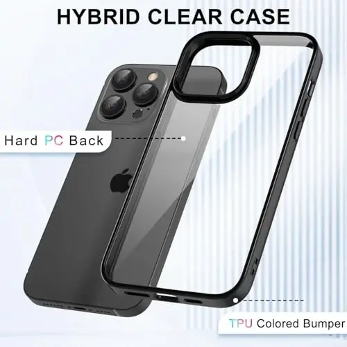 iPhone 13 Pro Max için LoeoeL Kılıfı Şeffaf, Transparan Hibrit 13 Pro Max Telefon Kılıfı [Sert Plastik & Yumuşak Silikon Tampon] Akrilik Sararmayan İnce Koruyucu Kadınlar için Kılıf, Siyah - 3