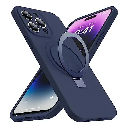 SKYLMW for iPhone 13 Pro Max Case with Magnetic Invisible Stand Compatible with Mag-Safe Military Drop Tested Shockproof Silicone Phone Cases for Women Men 6.7'' Dark Blue - SKYLMW