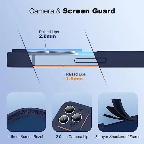 SKYLMW for iPhone 13 Pro Max Case with Magnetic Invisible Stand Compatible with Mag-Safe Military Drop Tested Shockproof Silicone Phone Cases for Women Men 6.7'' Dark Blue - 4