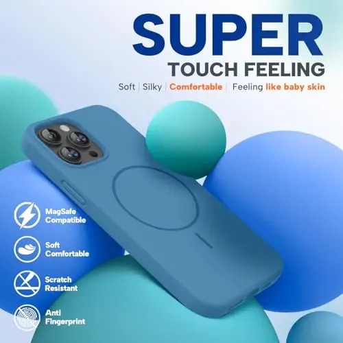 iPhone 13 Pro Max için Miracase Manyetik Kılıf, [Yumuşak Çizilmez Mikrofiber Astar], MagSafe için Manyetik, 13 Pro Max için Sıvı Silikon Darbeye Dayanıklı Düşme Korumalı Telefon Kılıfı, Capri Mavisi - 4