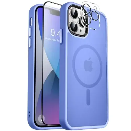 MOCCA Strong Magnetic for iPhone 13 Pro Max Case,[Compatible with Magsafe][Glass Screen Protector+Camera Lens Protector] Slim Thin Shockproof Cover Phone Case for iPhone 13 Pro Max 6.7