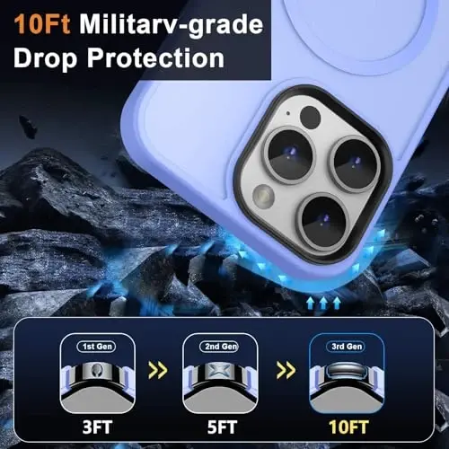iPhone 13 Pro Max için MOCCA Güçlü Manyetik Kılıf, [Magsafe Uyumlu] [Cam Ekran Koruyucu+Kamera Lens Koruyucu] iPhone 13 Pro Max 6.7