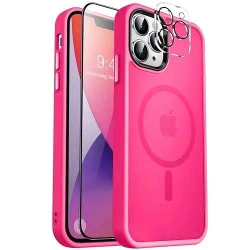 MOCCA Strong Magnetic for iPhone 13 Pro Max Case,[Compatible with Magsafe][Glass Screen Protector+Camera Lens Protector] Slim Thin Shockproof Cover Phone Case for iPhone 13 Pro Max 6.7