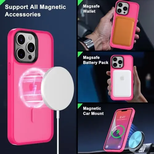 iPhone 13 Pro Max için MOCCA Güçlü Manyetik Kılıf,[Magsafe ile Uyumlu][Cam Ekran Koruyucu+Kamera Lens Koruyucu] İnce Darbeye Dayanıklı Kapaklı Telefon Kılıfı iPhone 13 Pro Max 6.7