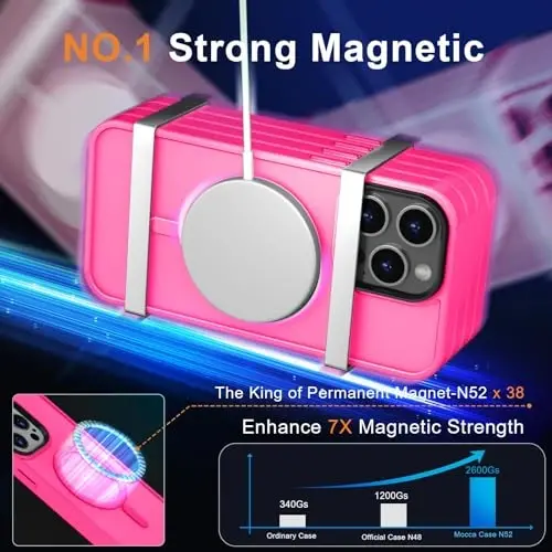 iPhone 13 Pro Max için MOCCA Güçlü Manyetik Kılıf,[Magsafe ile Uyumlu][Cam Ekran Koruyucu+Kamera Lens Koruyucu] İnce Darbeye Dayanıklı Kapaklı Telefon Kılıfı iPhone 13 Pro Max 6.7