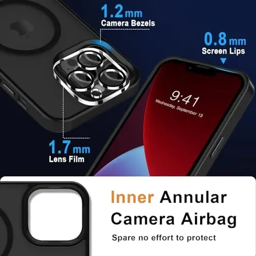 MOCCA Strong Magnetic for iPhone 13 Pro Max Case,[Compatible with Magsafe][Glass Screen Protector+Camera Lens Protector] Slim Thin Shockproof Cover Phone Case for iPhone 13 Pro Max 6.7