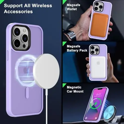 MOCCA Strong Magnetic for iPhone 13 Pro Max Case,[Compatible with Magsafe][Glass Screen Protector+Camera Lens Protector] Slim Thin Shockproof Cover Phone Case for iPhone 13 Pro Max 6.7