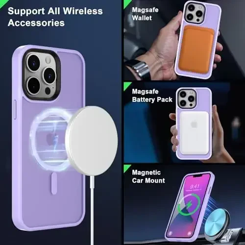 MOCCA Strong Magnetic for iPhone 13 Pro Max Case,[Compatible with Magsafe][Glass Screen Protector+Camera Lens Protector] Slim Thin Shockproof Cover Phone Case for iPhone 13 Pro Max 6.7