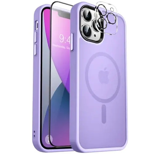 MOCCA Strong Magnetic for iPhone 13 Pro Max Case,[Compatible with Magsafe][Glass Screen Protector+Camera Lens Protector] Slim Thin Shockproof Cover Phone Case for iPhone 13 Pro Max 6.7