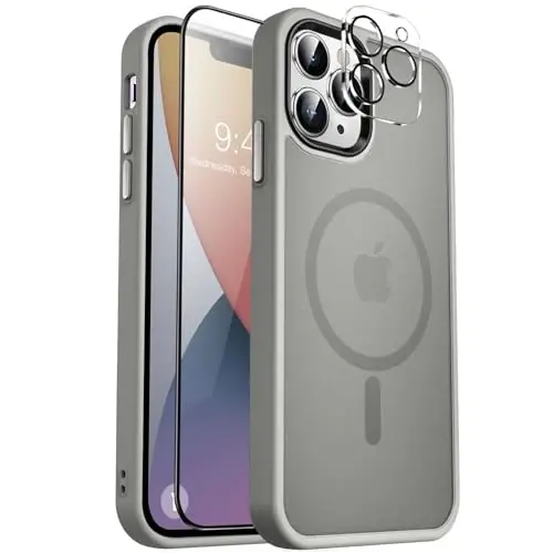 iPhone 13 Pro Max için MOCCA Güçlü Manyetik Kılıf,[Magsafe ile Uyumlu][Cam Ekran Koruyucu+Kamera Lensi Koruyucu] İnce Darbeye Dayanıklı Kapaklı Telefon Kılıfı, 6.7