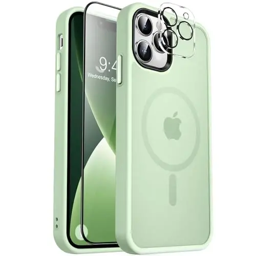 MOCCA Strong Magnetic for iPhone 13 Pro Max Case,[Compatible with Magsafe][Glass Screen Protector+Camera Lens Protector] Slim Thin Shockproof Cover Phone Case for iPhone 13 Pro Max 6.7