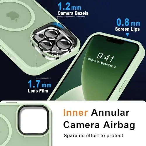 MOCCA Strong Magnetic for iPhone 13 Pro Max Case,[Compatible with Magsafe][Glass Screen Protector+Camera Lens Protector] Slim Thin Shockproof Cover Phone Case for iPhone 13 Pro Max 6.7