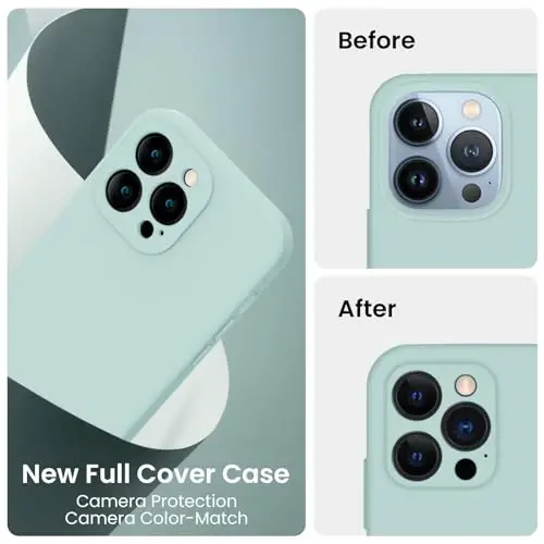 FireNova Designed for iPhone 13 Pro Max Case, Silicone [Camera Protection] Phone Case, Soft Anti-Scratch Microfiber Lining Inside, 6.7 inch, Mint Green - 3