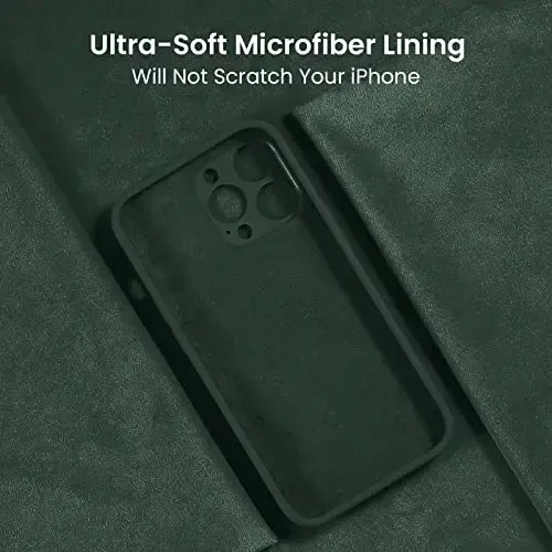 FireNova Designed for iPhone 13 Pro Max Case, Silicone [Camera Protection] Phone Case with [2 Screen Protectors], Soft Anti-Scratch Microfiber Lining Inside, 6.7 inch, Alpine Green - 5