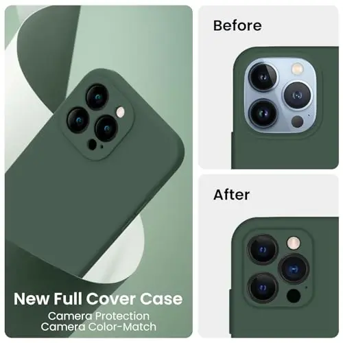 FireNova Designed for iPhone 13 Pro Max Case, Silicone [Camera Protection] Phone Case with [2 Screen Protectors], Soft Anti-Scratch Microfiber Lining Inside, 6.7 inch, Alpine Green - 3