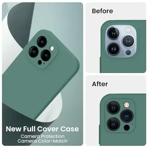 FireNova Designed for iPhone 13 Pro Max Case, Silicone [Camera Protection] Phone Case with [2 Screen Protectors], Soft Anti-Scratch Microfiber Lining Inside, 6.7 inch, Midnight Green - 3