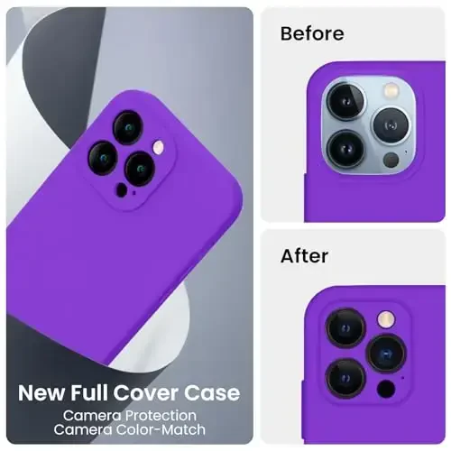 FireNova Designed for iPhone 13 Pro Max Case, Silicone [Camera Protection] Phone Case with [2 Screen Protectors], Soft Anti-Scratch Microfiber Lining Inside, 6.7 inch, Neon Purple - 3
