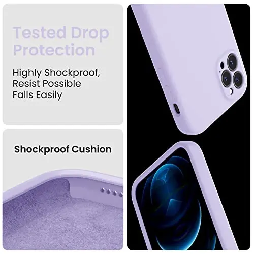 FireNova Designed for iPhone 13 Pro Max Case, Silicone [Camera Protection] Phone Case with [2 Screen Protectors], Soft Anti-Scratch Microfiber Lining Inside, 6.7 inch, Clove Purple - 4