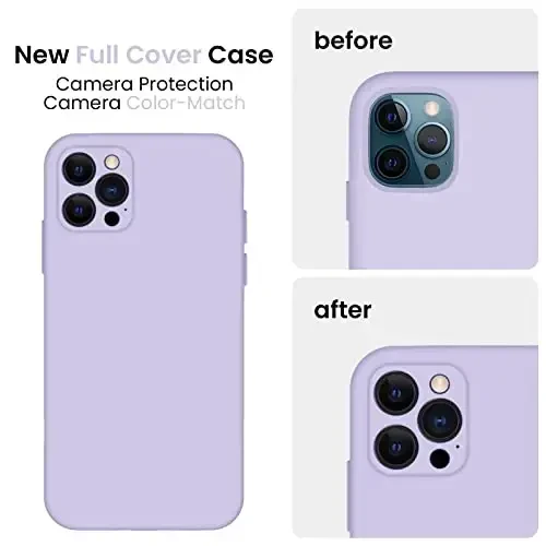 FireNova Designed for iPhone 13 Pro Max Case, Silicone [Camera Protection] Phone Case with [2 Screen Protectors], Soft Anti-Scratch Microfiber Lining Inside, 6.7 inch, Clove Purple - 3