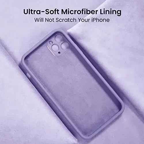 FireNova Designed for iPhone 13 Pro Max Case, Silicone [Camera Protection] Phone Case with [2 Screen Protectors], Soft Anti-Scratch Microfiber Lining Inside, 6.7 inch, Clove Purple - 5