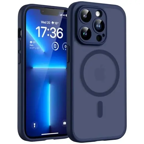 TOCOL for iPhone 13 Pro Max Case, Compatible with MagSafe, Dark Blue | Built-in Magnets, Full Camera & Military-Grade Protection, Anti-Slip Shockproof Translucent Matte Back Phone Cover 