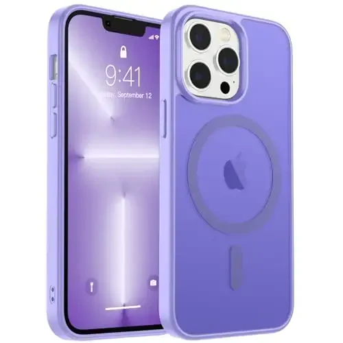 zapica Magnetic for iPhone 13 Pro Max Case, [Compatible with MagSafe] [Military Grade Drop Protection] Translucent Matte Shockproof Anti-Scratch Phone Case, Light Purple 