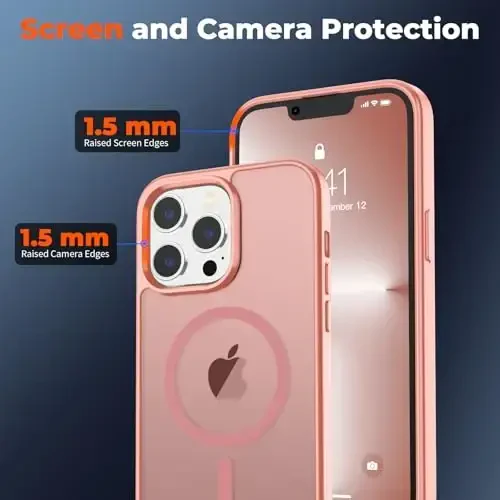 zapica Magnetic for iPhone 13 Pro Max Case, [Compatible with MagSafe] [Military Grade Drop Protection] Translucent Matte Shockproof Anti-Scratch Phone Case, Light Pink - 3