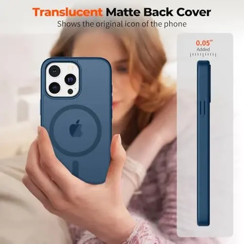 zapica Magnetic for iPhone 13 Pro Max Case, [Compatible with MagSafe] [Military Grade Drop Protection] Translucent Matte Shockproof Anti-Scratch Phone Case, Dark Blue - 4
