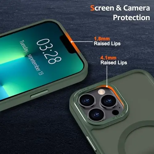 Anuck Case for iPhone 13 Pro Max Case Magnetic Phone Case Compatible with MagSafe, Soft TPU Bumper Hard Translucent Matte Back Slim Fit Shockproof Protective Cover for Men Women Girls - Dark Green - 3