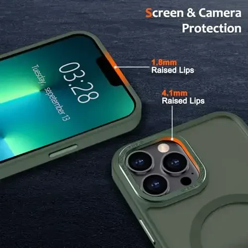 Anuck Case for iPhone 13 Pro Max Case Magnetic Phone Case Compatible with MagSafe, Soft TPU Bumper Hard Translucent Matte Back Slim Fit Shockproof Protective Cover for Men Women Girls - Dark Green - 10