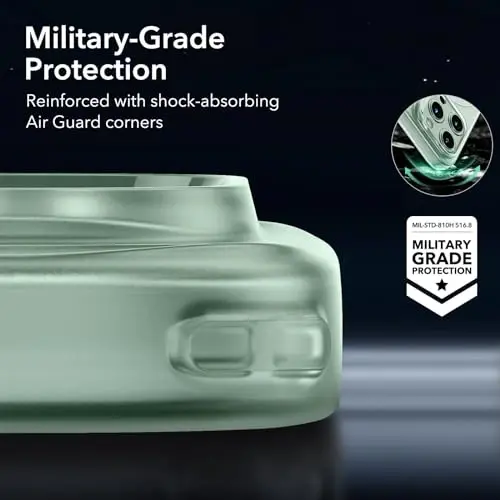 ESR for iPhone 13 Pro Max Case, Compatible with MagSafe, Military-Grade Protection, Resists Yellowing and Scratches, Magnetic Phone Case for iPhone 13 Pro Max, Zero Series, Frosted Green - 6