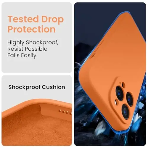FireNova Designed for iPhone 13 Pro Max Case, Silicone [Camera Protection] Phone Case with [2 Screen Protectors], Soft Anti-Scratch Microfiber Lining Inside, 6.7 inch, Kumquat - 4