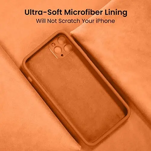 FireNova Designed for iPhone 13 Pro Max Case, Silicone [Camera Protection] Phone Case with [2 Screen Protectors], Soft Anti-Scratch Microfiber Lining Inside, 6.7 inch, Kumquat - 5
