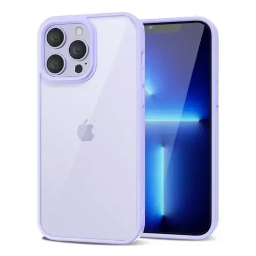 LoeoeL for iPhone 13 Pro Max Case Clear, Transparent Hybrid 13 Pro Max Phone Case [Hard Plastic & Soft Silicone Bumper] Acrylic Non Yellowing Thin Slim Protective Cover for Women, Purple Lavender 