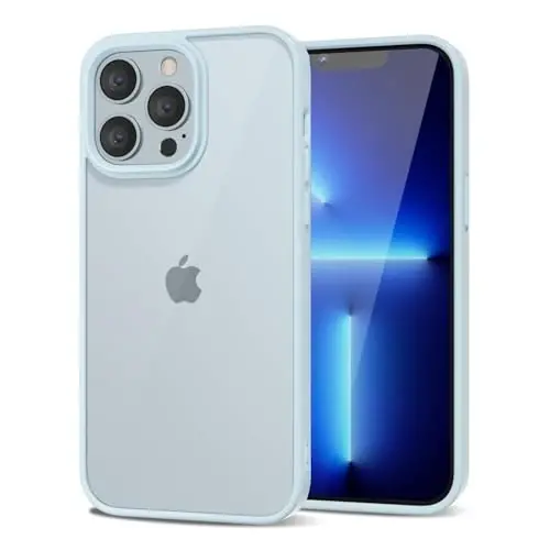 iPhone 13 Pro Max Kılıfı için LoeoeL Şeffaf, Transparan Hibrit 13 Pro Max Telefon Kılıfı [Sert Plastik & Yumuşak Silikon Tampon] Akrilik Sararmayan İnce Koruyucu Kapak Kadınlar için, Açık Mavi 