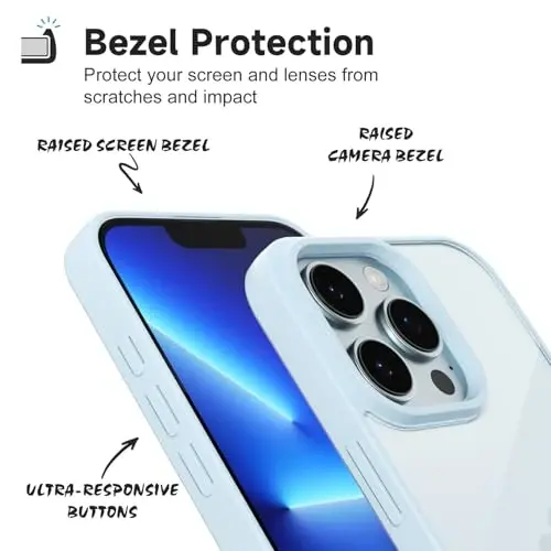 iPhone 13 Pro Max Kılıfı için LoeoeL Şeffaf, Transparan Hibrit 13 Pro Max Telefon Kılıfı [Sert Plastik & Yumuşak Silikon Tampon] Akrilik Sararmayan İnce Koruyucu Kapak Kadınlar için, Açık Mavi - 4