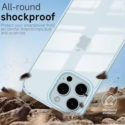 iPhone 13 Pro Max Kılıfı için LoeoeL Şeffaf, Transparan Hibrit 13 Pro Max Telefon Kılıfı [Sert Plastik & Yumuşak Silikon Tampon] Akrilik Sararmayan İnce Koruyucu Kapak Kadınlar için, Açık Mavi - 6