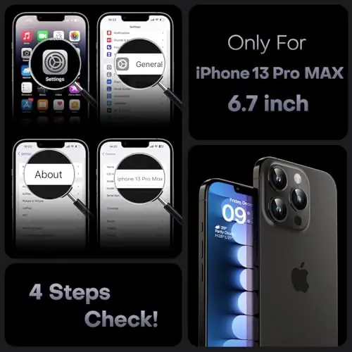 iPhone 13 Pro Max Kılıfı için TOCOL, Magsafe ile Uyumlu, Tam Kamera Koruma, Dahili Manyetik Halka, iPhone 13 Pro Max 6.7 inç için Yarı Saydam Mat Telefon Kılıfı (Siyah) - 3