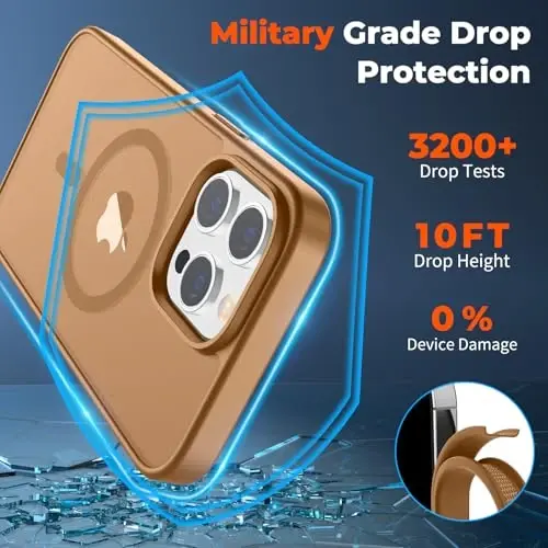 zapica Magnetic for iPhone 13 Pro Max Case, Brown | Compatible with MagSafe, Military Grade Drop Protection, Translucent Matte Anti-Scratch Phone Cover - 4